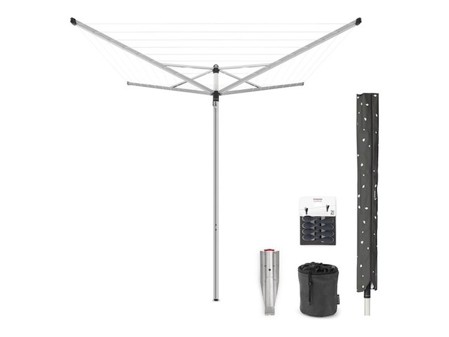 Brabantia topspinner droogmolen 40 m met metalen grondanker metallic grey - afbeelding 1 van  5