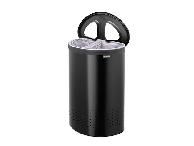 Brabantia wasmand 2 vakken met deksel 55 l matt black / dark grey - afbeelding 2 van  5