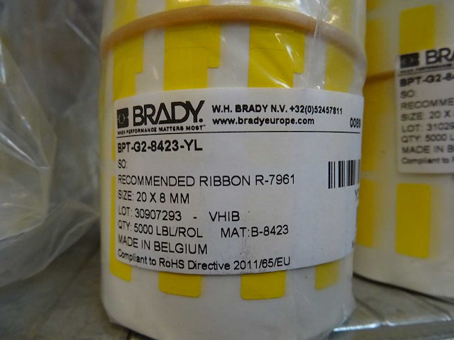Brady - bpt-g2-8423-yl - rol polyesterlabels voor barcodes en typeplaatjes 5000st (4x) - afbeelding 2 van  2