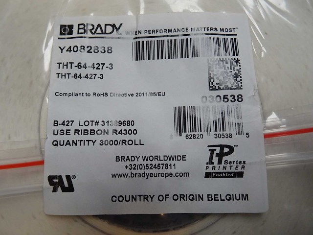 Brady - tht-64-427-3 - etikettenrol tekststrookblad 3000st (18x) - afbeelding 2 van  3