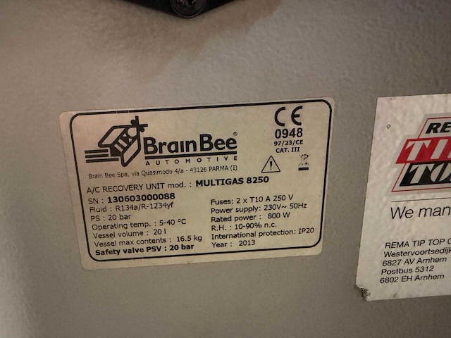 Brainbee - 2013 - multigas 8250 - airco test- en vulapparaat - afbeelding 7 van  7