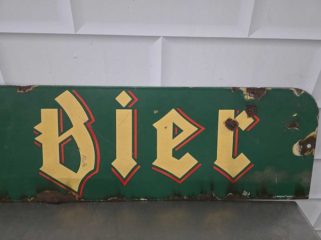 Brand bier vintage reclamebord - afbeelding 3 van  4