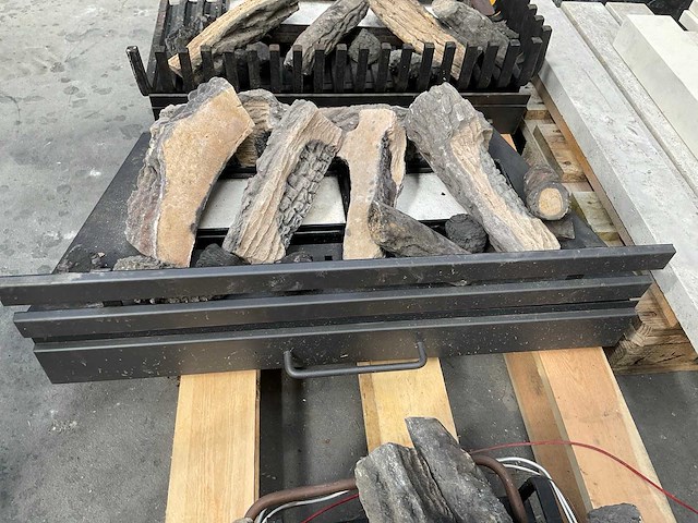 Branderset met gasblok voor gashaard - afbeelding 1 van  3