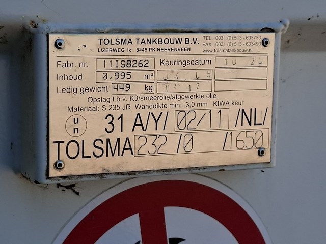 Brandstoftank, tolsma, wit - afbeelding 7 van  8