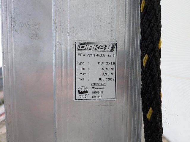 Brandweer optrekladder, dirks, dbt 2x16, 2008 - afbeelding 4 van  8