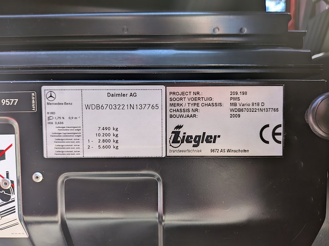 Brandweerwagen, mercedes-benz, vario 818 d, vario 818 d, 2009, met opbouw, ziegler - afbeelding 48 van  52