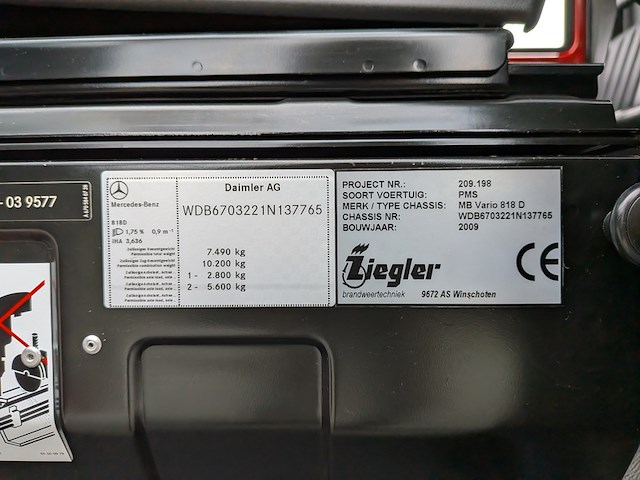 Brandweerwagen wts 500, mercedes-benz, vario 818 d, 2009, 8542 km - afbeelding 50 van  54