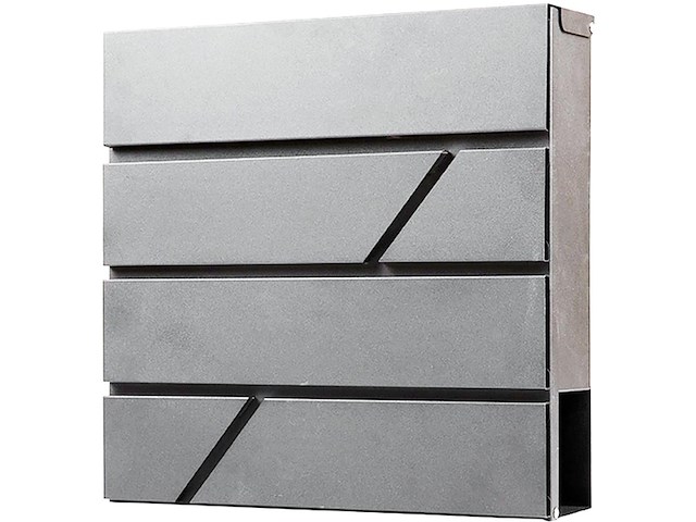 Brasq brievenbus hangend grijs deluxe met slot en krantenvak rvs - afbeelding 1 van  4