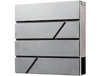 Brasq brievenbus hangend grijs deluxe met slot en krantenvak rvs - afbeelding 1 van  4