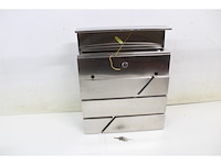 Brasq brievenbus hangend grijs deluxe met slot en krantenvak rvs - afbeelding 3 van  4