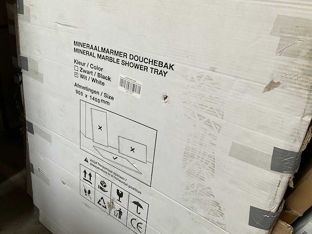 Brauer asteroid douchebak 90x140 antislip en antibacterieel mineraalmarmer mat wit - afbeelding 3 van  5