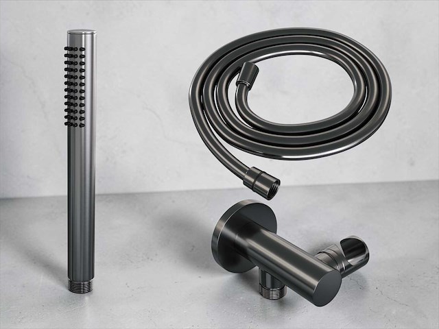 Brauer gunmetal edition staaf handdouche wandaansluitbocht en slang 150cm - afbeelding 2 van  7
