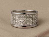 Brede gouden rijring met princess geslepen diamanten - afbeelding 3 van  13