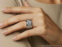 Brede gouden rijring met princess geslepen diamanten - afbeelding 6 van  13