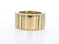 Brede gouden ring met een natuurlijke cognac gekleurde druppel vorm diamant en briljant geslepen diamanten - afbeelding 6 van  8