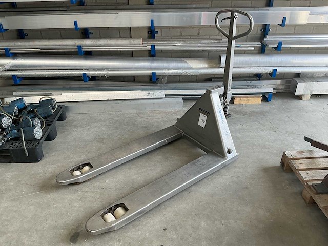 Brede rvs hand hydraulische palletwagen - afbeelding 1 van  9