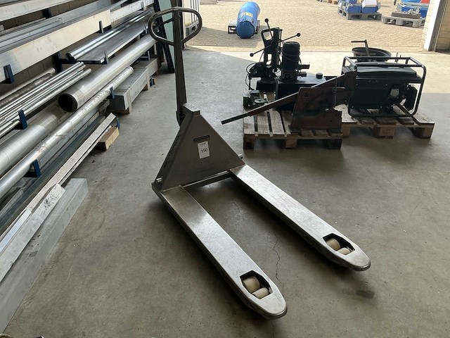 Brede rvs hand hydraulische palletwagen - afbeelding 6 van  9