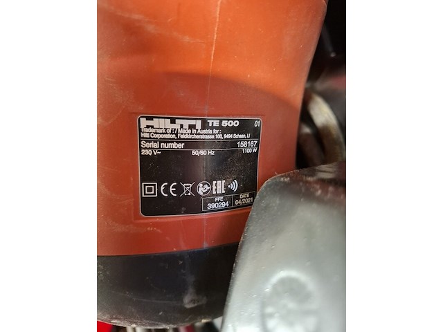 Breekhamer - 6kg - 230v - sds-max - hilti hilti, te 500, bouwjaar 2021 - afbeelding 5 van  6