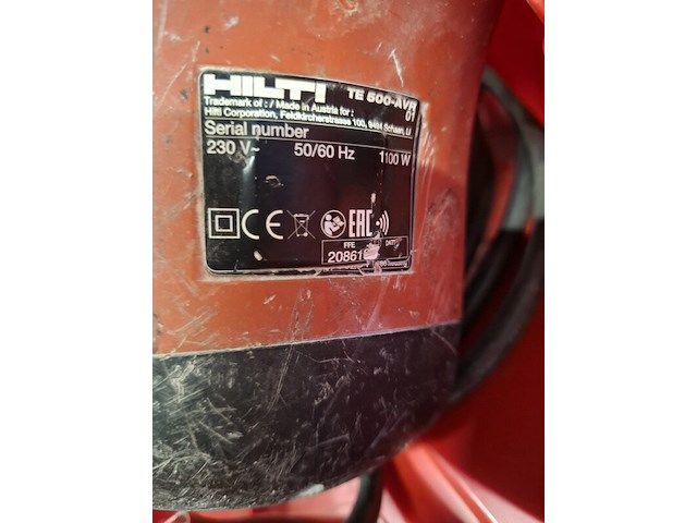 Breekhamer 6kg sds-max 230v hilti hilti, te 500-avr, bouwjaar 2016 - afbeelding 5 van  6