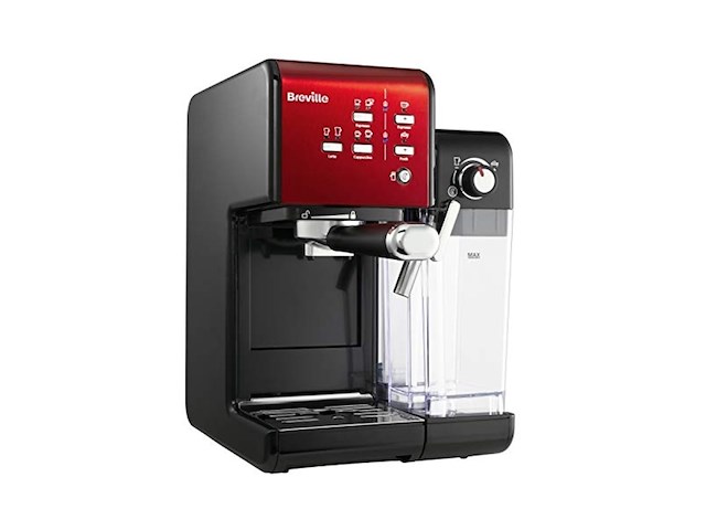 Breville primalatte ii koffie en espressomachine 19 bar geschikt voor koffiepoeder of pads zwart / rood - afbeelding 1 van  6
