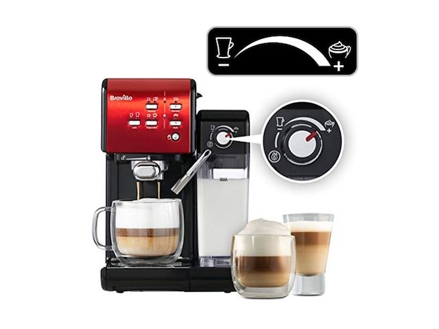 Breville primalatte ii koffie en espressomachine 19 bar geschikt voor koffiepoeder of pads zwart / rood - afbeelding 4 van  6