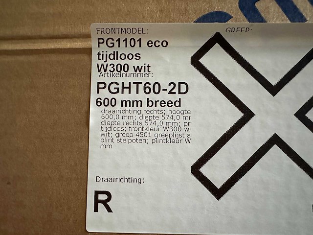 Bribus 2x hoge kasten (koel-vries/combitron) v.v. nis en deur, kleur w300 wit (nieuw in doos) - afbeelding 3 van  5