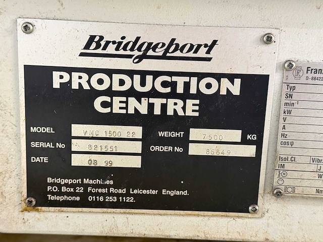 Bridgeport - vmc 1500 portal - portal milling machine - 1999 - afbeelding 6 van  19