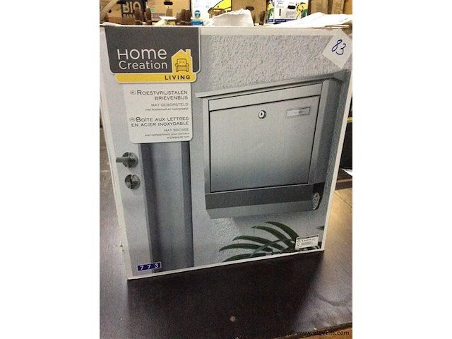 Brievenbus met sleutel ( roestvrijstaal ) ongebruikt - afbeelding 1 van  3
