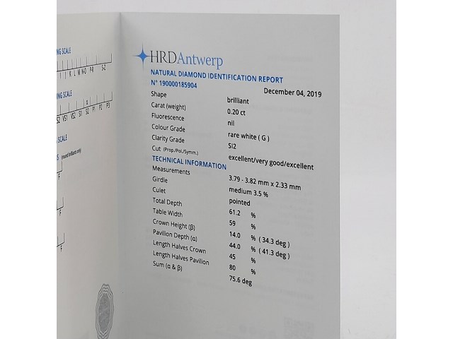 Briljant geslepen diamant, 0,20 karaats (si2) - afbeelding 6 van  7