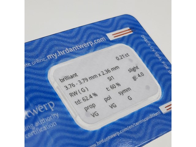 Briljant geslepen diamant, 0,21 karaats (si1) - afbeelding 4 van  8