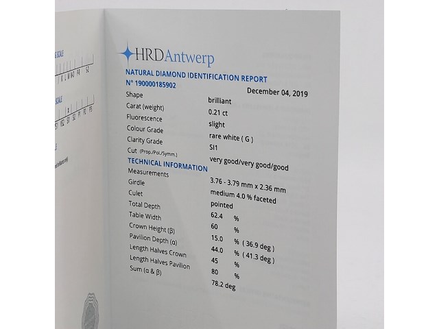 Briljant geslepen diamant, 0,21 karaats (si1) - afbeelding 6 van  8