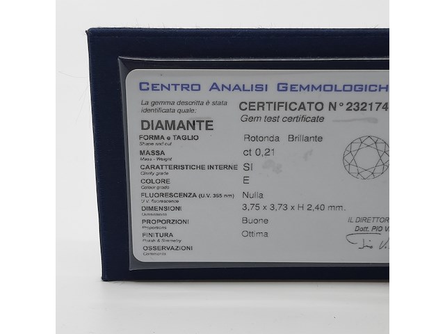 Briljant geslepen diamant, 0,21 kt si, e-f - afbeelding 6 van  9