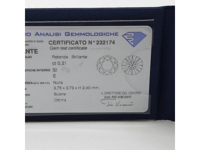 Briljant geslepen diamant, 0,21 kt si, e-f - afbeelding 7 van  9