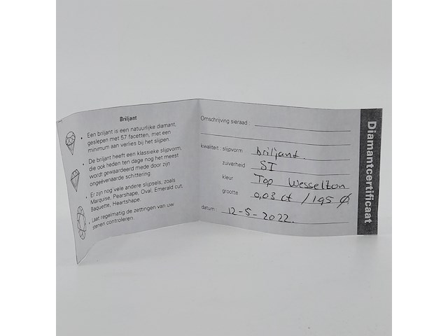 Briljant geslepen diamant, ca. 0,03 karaats - afbeelding 4 van  4
