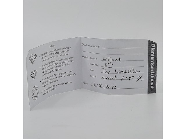 Briljant geslepen diamant, ca. 0,03 karaats - afbeelding 4 van  4