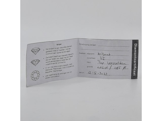 Briljant geslepen diamant, ca 0,03 karaats - afbeelding 4 van  4