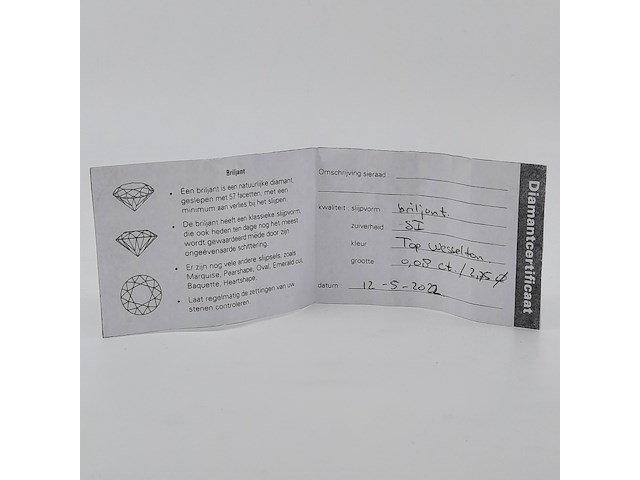 Briljant geslepen diamant, ca 0.08 karaats - afbeelding 4 van  4