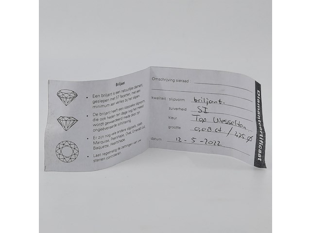 Briljant geslepen diamant, ca 0,08 karaats - afbeelding 4 van  4