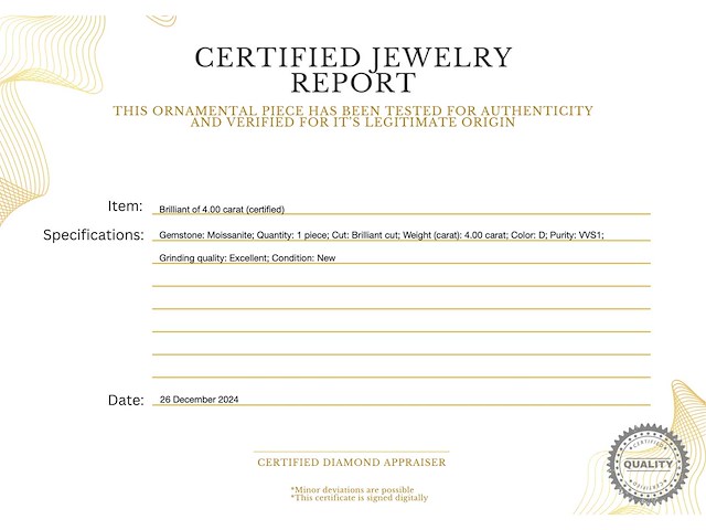 Briljant van 4.00 carat (gecertificeerd) - afbeelding 3 van  6