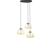 Brilliant kaizen hanglamp 3lichts rond glas amber/zwart - afbeelding 1 van  1