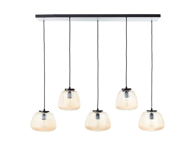 Brilliant kaizen hanglamp 5lichts e27 max 5x25w glas amber zwart - afbeelding 1 van  1