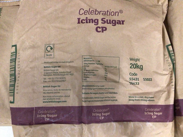 British sugar poedersuiker extra fijn 20kg (80x) - afbeelding 2 van  3