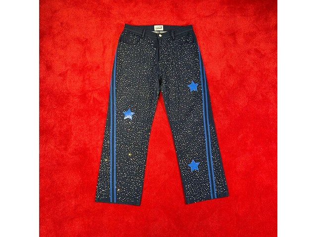 Broek, bankzitters, ziggo dome world tour, donker blauw/ blauw, gedragen door matthyas het lam | maat 32 - afbeelding 2 van  2