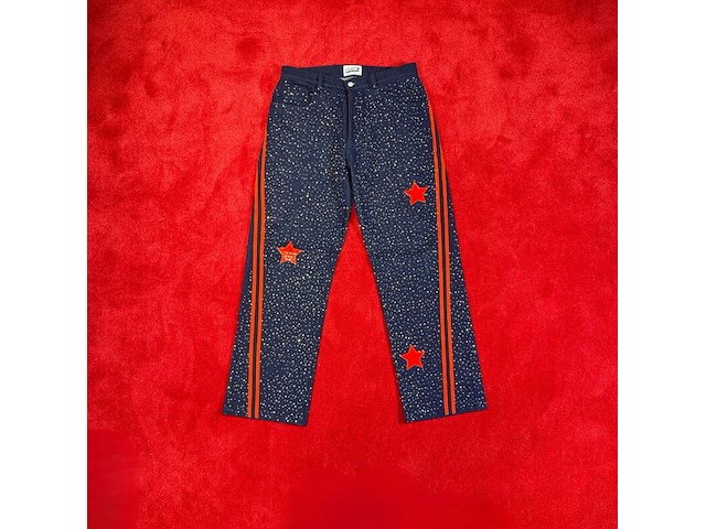 Broek, bankzitters, ziggo dome world tour, rood, gedragen door robbie van de graaf| maat 30 - afbeelding 1 van  2