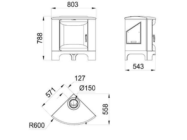 Bronpi - bremen hoek - houtkachel - gietijzer - vrijstaand - afbeelding 5 van  8