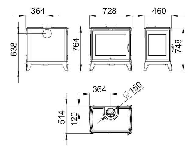 Bronpi - derby 14 - gietijzer - zijlade - houtkachel - afbeelding 5 van  8