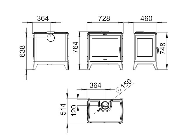 Bronpi - preston - gietijzer - houtkachel - afbeelding 5 van  8