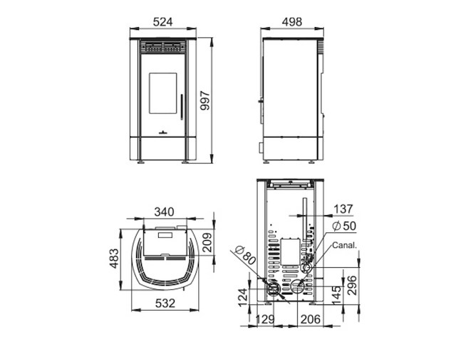 Bronpi - trebol - vrijstaand - pelletkachel - afbeelding 6 van  7