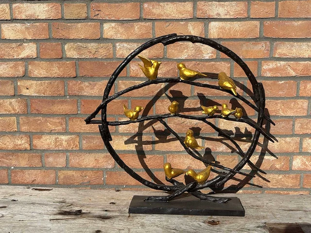 Brons vogels sculptuur - afbeelding 1 van  2