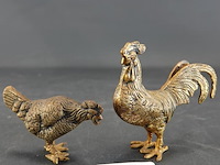 Brons/koper haan en kip - afbeelding 1 van  5